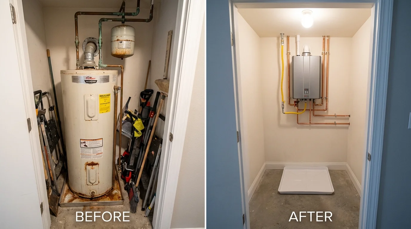 Tank water heater versus wall-mounted tankless unit comparison for Georgetown, GA homeowners