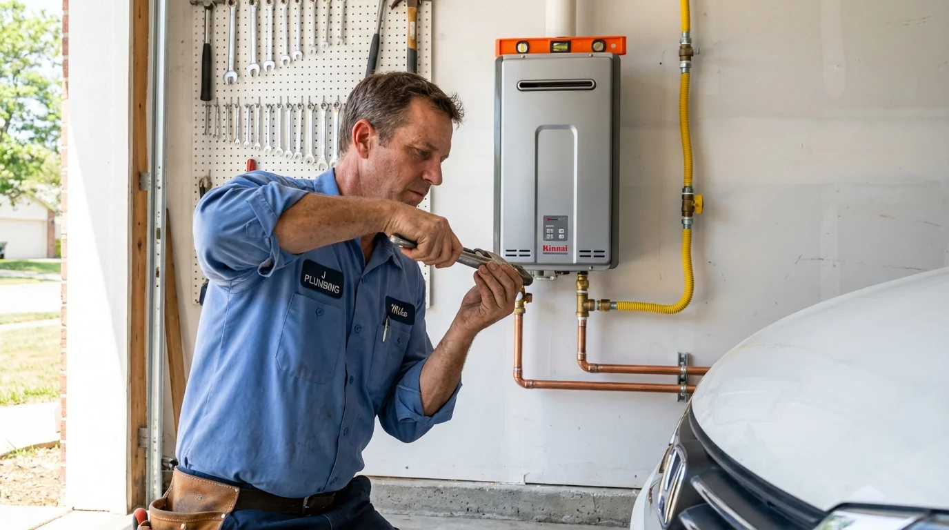Tankless water heater installation by a Johns Plumbing LLC plumber in Georgetown