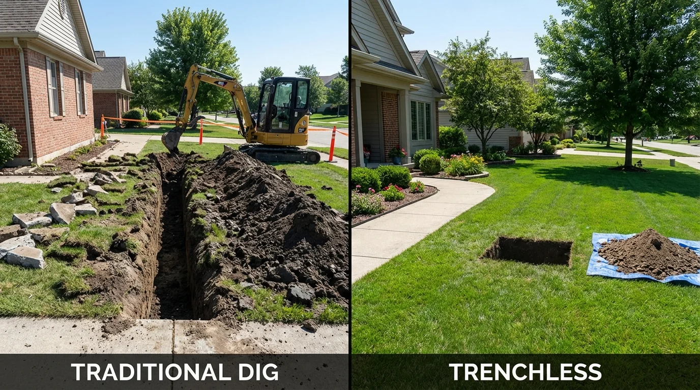 Trenchless sewer repair with minimal yard damage versus traditional excavation in Georgetown, GA